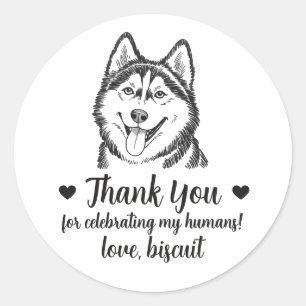 Custom Husky Dog Wedding Favor Stickers