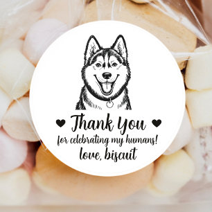 Custom Husky Dog Wedding Favor Stickers