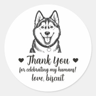 Custom Husky Dog Wedding Favor Stickers