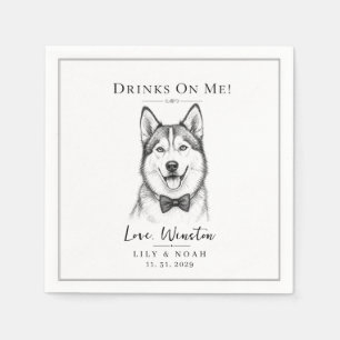 Custom Husky Lovers Wedding Dog animal black gift Napkins