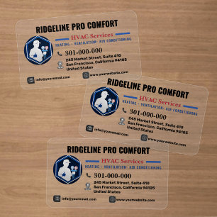 Custom HVAC Clear Heating & Cooling Services Logo Business Cards