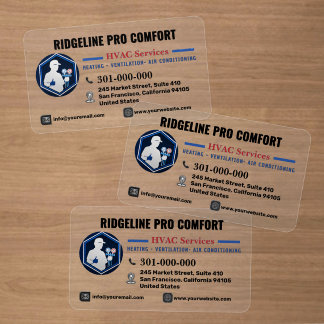 Custom HVAC Clear Heating & Cooling Services Logo Business Cards
