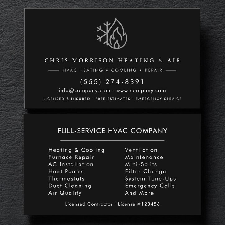 Custom Hvac Services Company Business Card