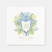 Custom Hydrangea Cocktail Wedding Napkins