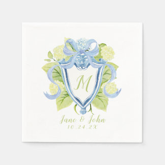 Custom Hydrangea Cocktail Wedding Napkins