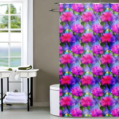 Custom Hydrangea Pattern Springtime Shower Curtain