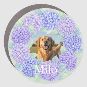 Custom Hydrangea Photo Wreath Pet Car Magnet