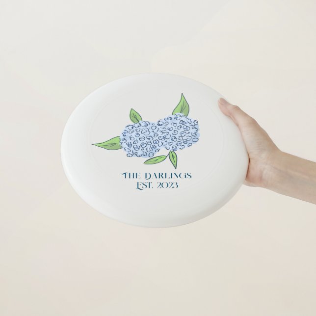 Custom Hydrangea Wedding Weekend Wham-O Frisbee (In Hand)