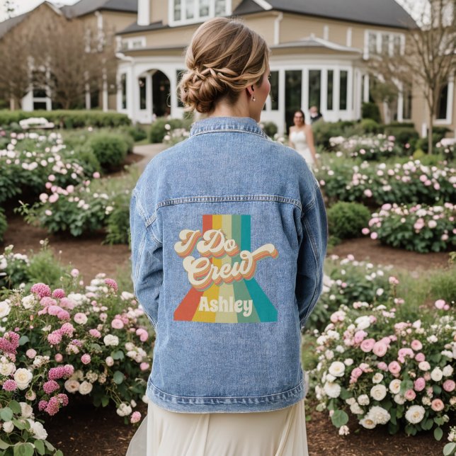 Custom I Do Crew Bridesmaid Denim Jacket (Wedding Back)