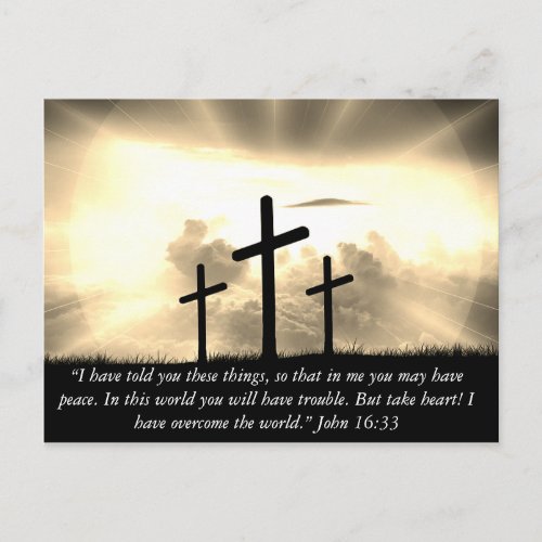 Custom I Have Overcome the World John 1633 Bible Postcard