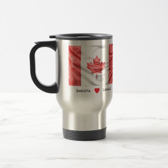 Custom I Heart Flag of Canada Travel Mug (Left)