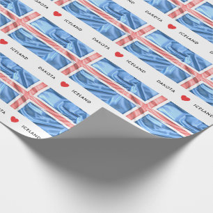 Custom I Heart Flag of Iceland Wrapping Paper