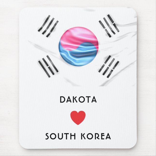 Custom I Heart Flag of South Korea Mouse Pad (Front)