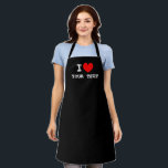 Custom i heart kitchen baking and cooking aprons<br><div class="desc">Custom i heart kitchen baking and cooking aprons. Cute apron for men and women. Personalized BBQ aprons in any color. Simple template with red heart love symbol. Add your own text. Create your own unique Birthday party gift for mom, dad, father, mother, wife, daughter, sister, brother, husband, friend, grandma, grandpa,...</div>