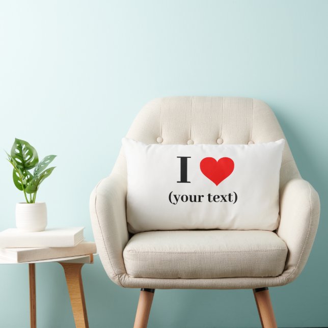 CUSTOM! I Heart Lumbar Pillow 13" x 21" Polyester (Chair)