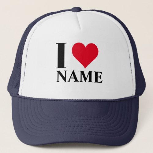 Custom I Heart Name Trucker Hat