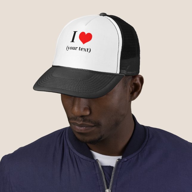 CUSTOM! I Heart Trucker Hat - White and Black (In Situ)