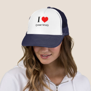 CUSTOM! I Heart Trucker Hat - White and Navy