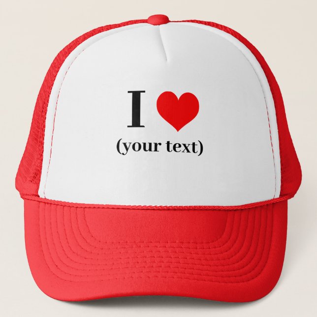 CUSTOM! I Heart Trucker Hat - White and Red (Front)