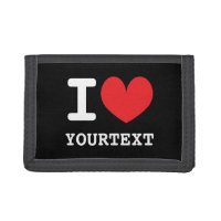 Custom I heart velcro wallet with red love icon