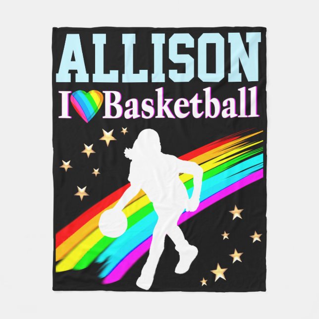 CUSTOM I LOVE BASKETBALL FLEECE BLANKET (Front)