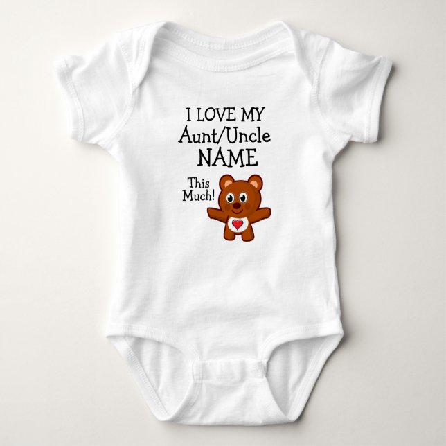 Custom I Love My aunt/uncle + Your Name This Much! Baby Bodysuit (Front)