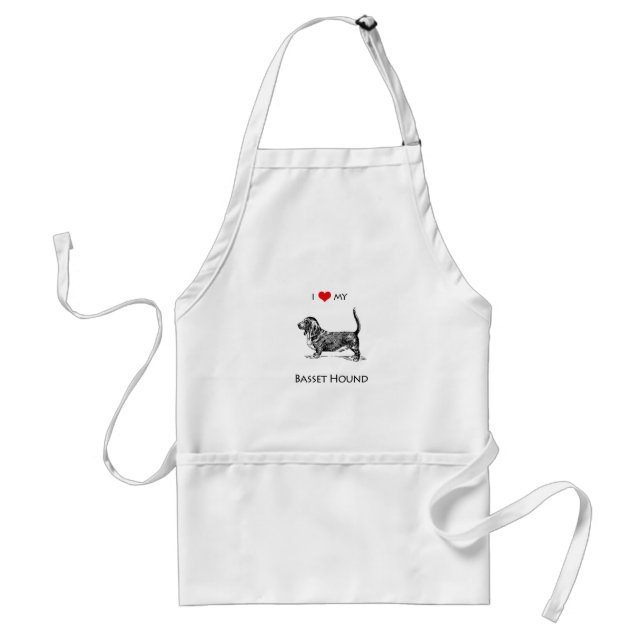 Custom I Love My Basset Hound Dog Adult Apron (Front)