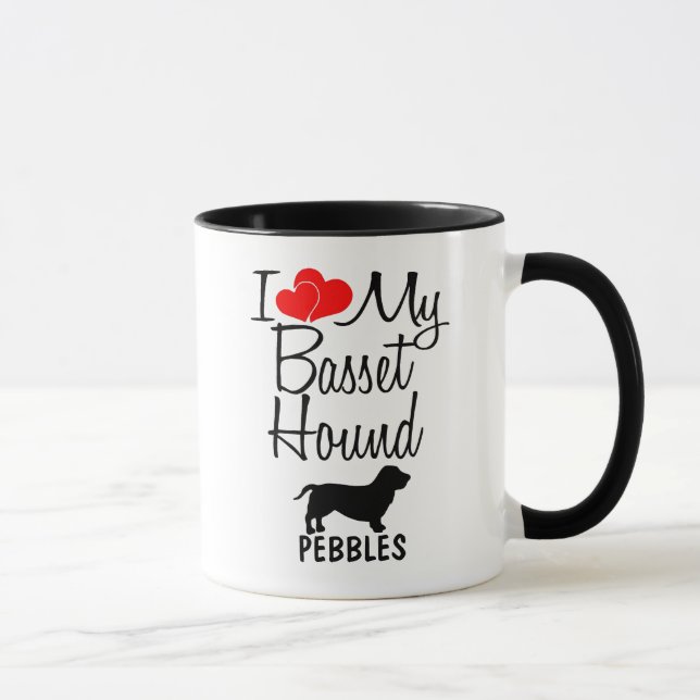 Custom I Love My Basset Hound Mug (Right)