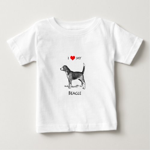 Custom I Love My Beagle Dog Baby T_Shirt