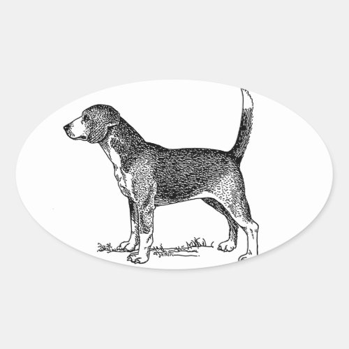 Custom I Love My Beagle Dog Oval Sticker