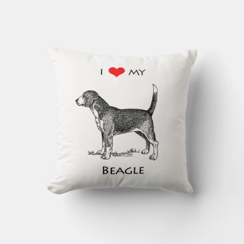 Custom I Love My Beagle Dog Pillow