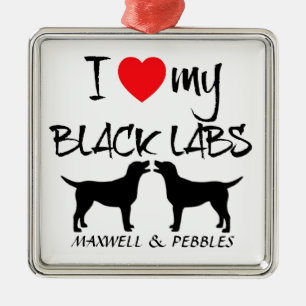 Custom I Love My Black Labs Metal Ornament