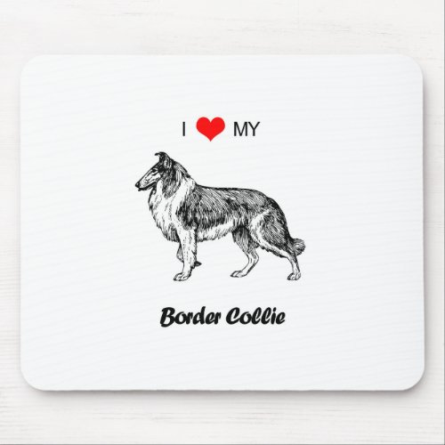 Custom I Love My Border Collie Dog Heart Mouse Pad