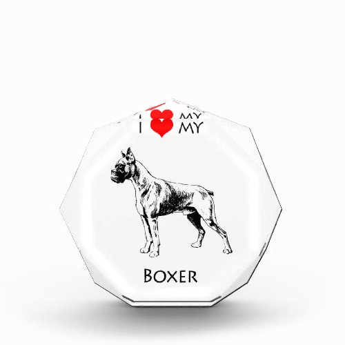 Custom I Love My Boxer Dog Heart Acrylic Award