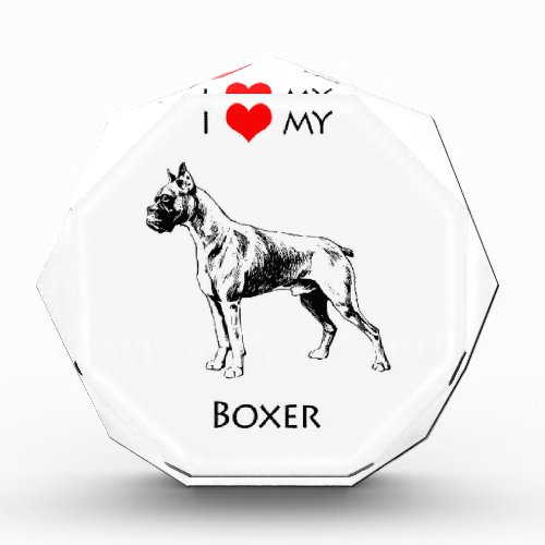 Custom I Love My Boxer Dog Heart Acrylic Award