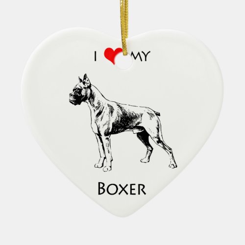 Custom I Love My Boxer Dog Heart Ceramic Ornament