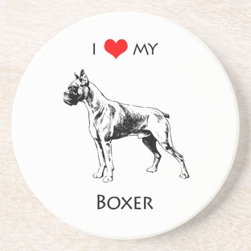 Custom I Love My Boxer Dog Heart Coaster