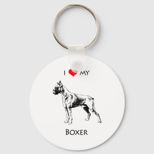 Custom I Love My Boxer Dog Heart Keychain