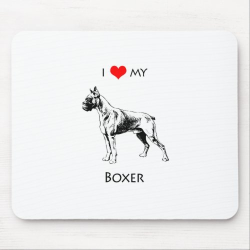 Custom I Love My Boxer Dog Heart Mouse Pad