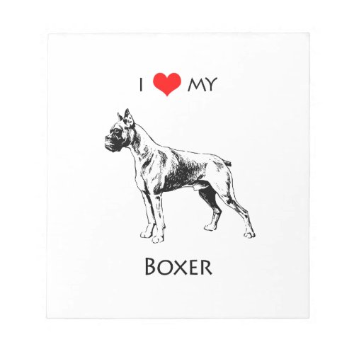 Custom I Love My Boxer Dog Heart Notepad