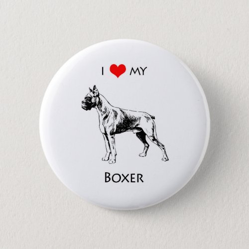Custom I Love My Boxer Dog Heart Pinback Button