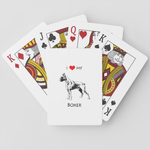 Custom I Love My Boxer Dog Heart Playing Cards