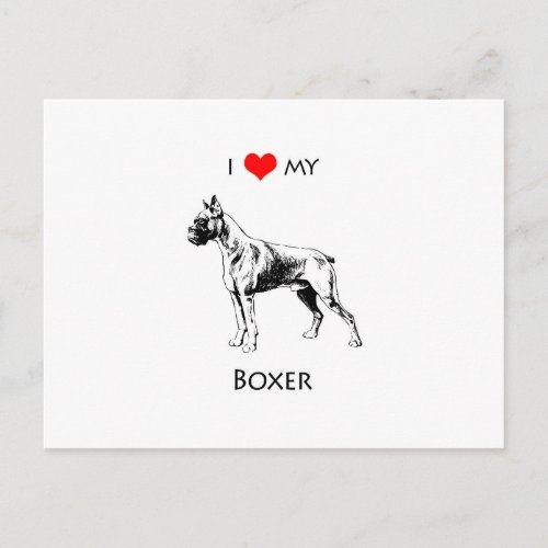 Custom I Love My Boxer Dog Heart Postcard