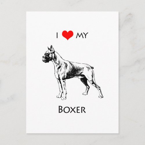 Custom I Love My Boxer Dog Heart Postcard