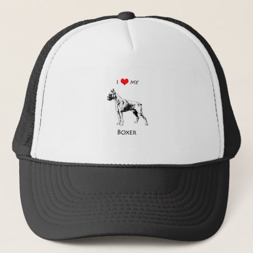 Custom I Love My Boxer Dog Heart Trucker Hat