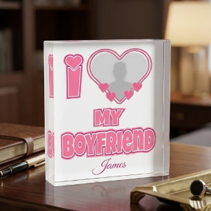 Custom I Love My Boyfriend – Add Photo & Name Acrylic Award