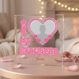 Custom I Love My Boyfriend – Add Photo & Name Acrylic Print