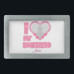 Custom I Love My Boyfriend – Add Photo & Name Belt Buckle<br><div class="desc">Show your love in a truly unique way with this "I Love My Boyfriend" custom gift! Add your favorite photo and your boyfriend's name to create a one-of-a-kind surprise he'll cherish forever. Whether it’s for Valentine’s Day, Christmas, an anniversary, or just because — this personalized design is perfect for girlfriends...</div>