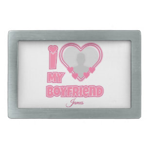 Custom I Love My Boyfriend – Add Photo & Name Belt Buckle