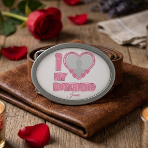 Custom I Love My Boyfriend – Add Photo & Name Belt Buckle